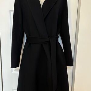 Lamarque double face hooded wool coat, black, size medium.